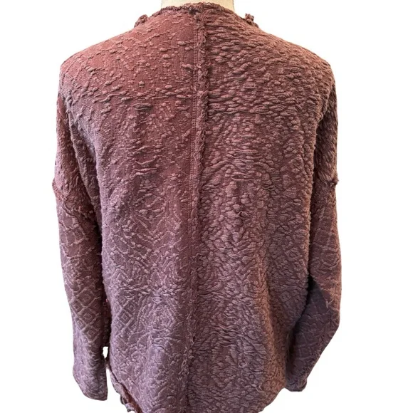 Free People Textured Knit Jacket in Plum - Picture 3 of 11